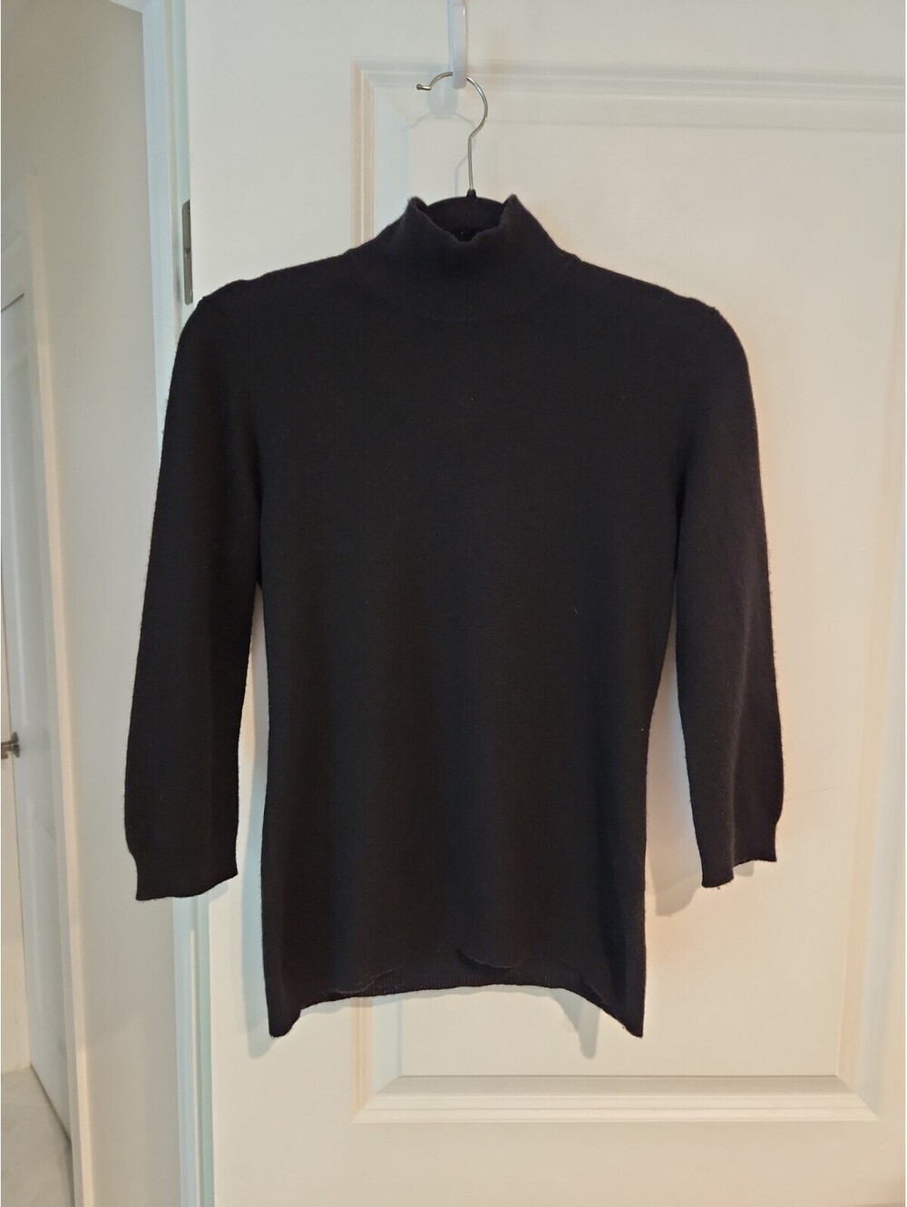 Tory Burch 100% Cashmere Sweater Womens M Black Turtleneck Zip Back Mock Neck